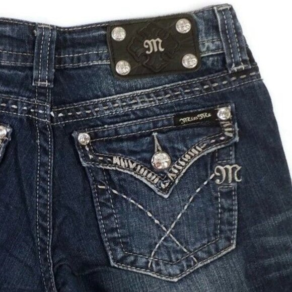 Miss Me JW5180B7V Medium Stonewash Distressed Bootcut Denim Jeans Womens 27 - Picture 12 of 16